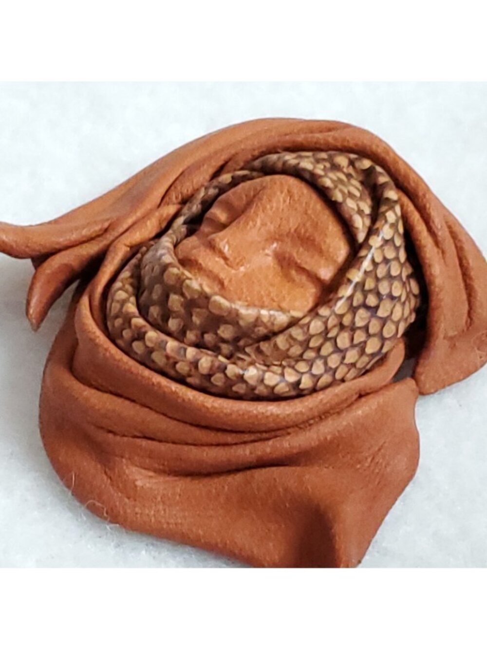 Lady Face Brooch 3D Brown Leather 2.5" - Picture 2 of 5